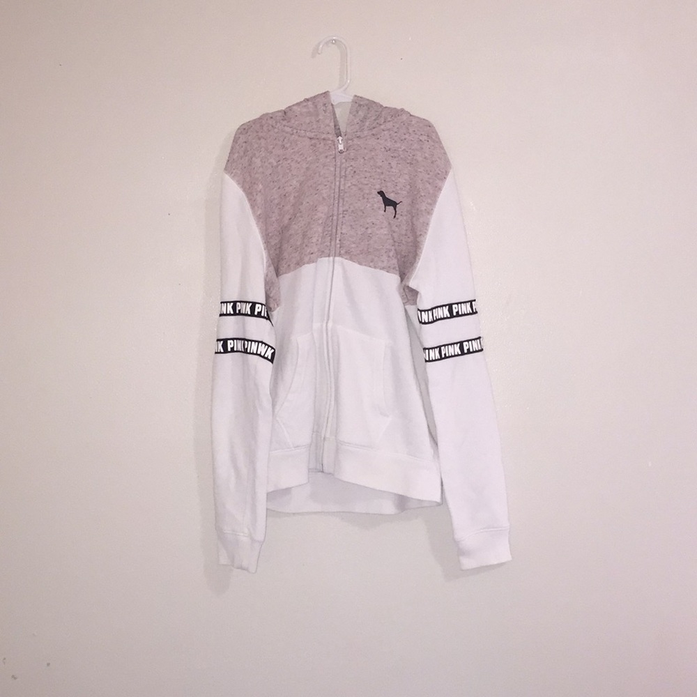 Maroon&White Victoria Secret PINK zip up 🤩!